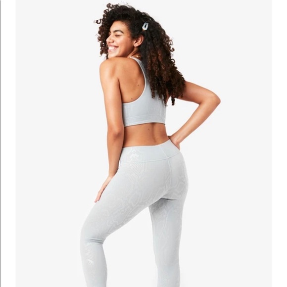 TEREZ DOVE GRAY SNAKESKIN FOIL SPORTSBRA - Picture 3 of 5